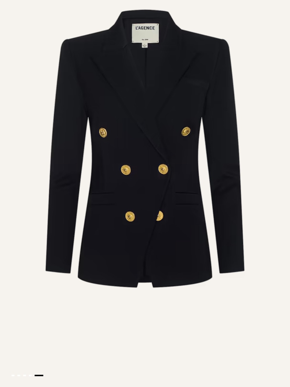L'Agence Black Double-Breasted Blazer with Gold Buttons